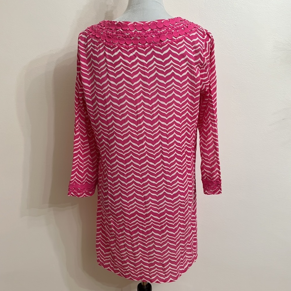 Vineyard Vines Chevron Print Tunic Cover Up Bright Pink - Picture 5 of 6